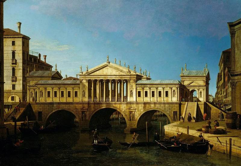 Venice: capriccio med palladisk teckning för Rialto - Canaletto