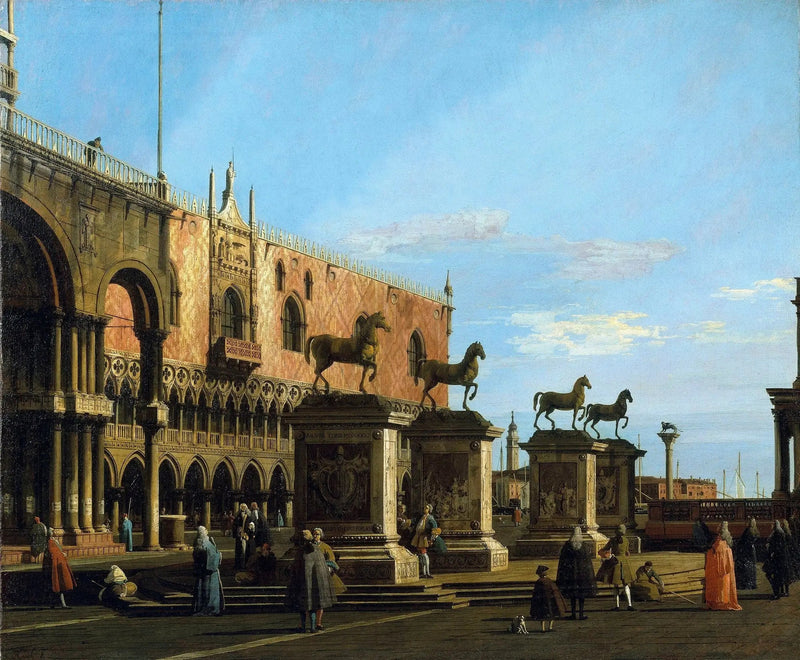 Venetia: Capriccio av Piazzettan med Saint-Marc-hästarna - Canaletto