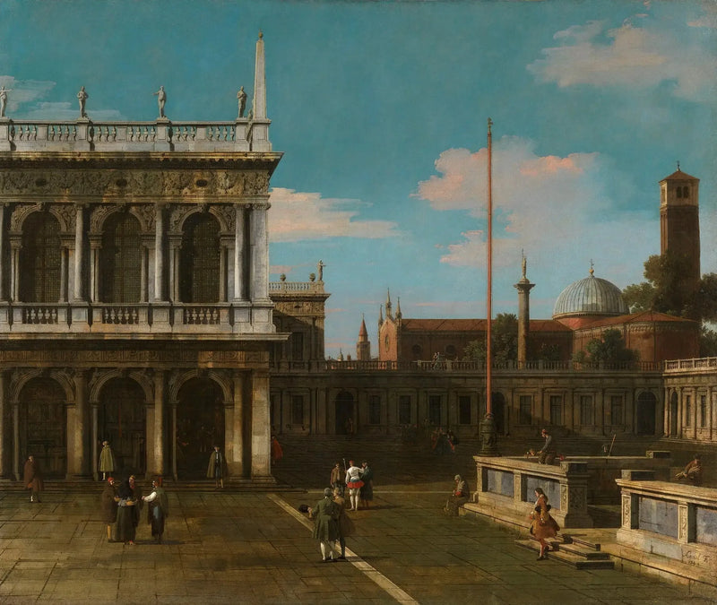 Venetia: capriccio av Piazzettan med Libreria - Canaletto