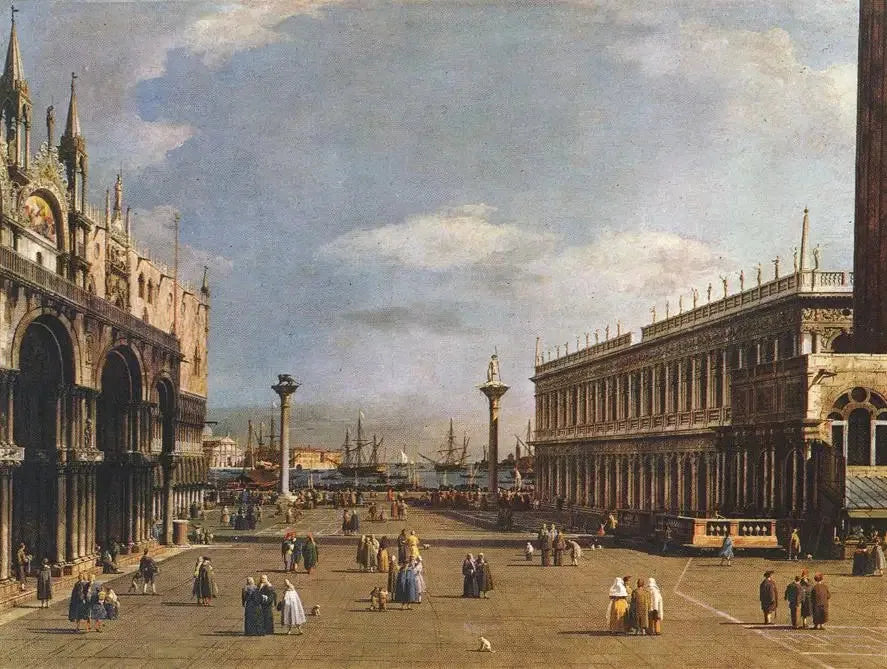 Venedig: Piazzeta och San Marco-biblioteket - Canaletto
