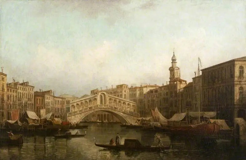 Venedig: Canal Grande, med Rialto-bron sett från söder - Canaletto