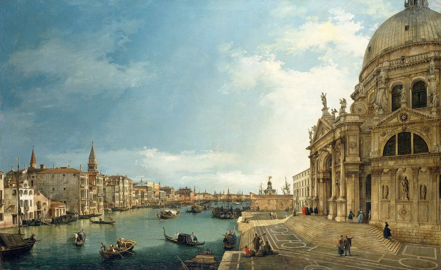 Venedig: Canal Grande med Santa Maria della Salute, mot bacino - Canaletto
