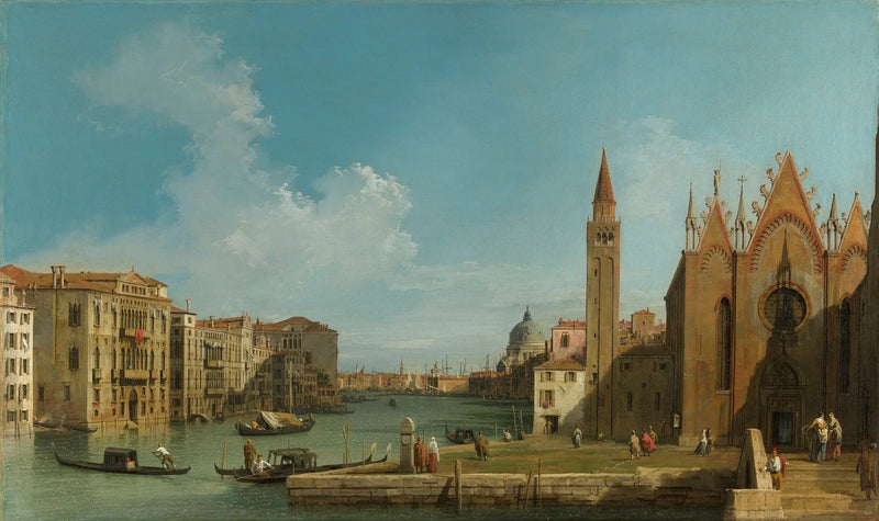 Venedig: Den stora kanalen Santa Maria della Carità vid San Marco-bassängen - Canaletto