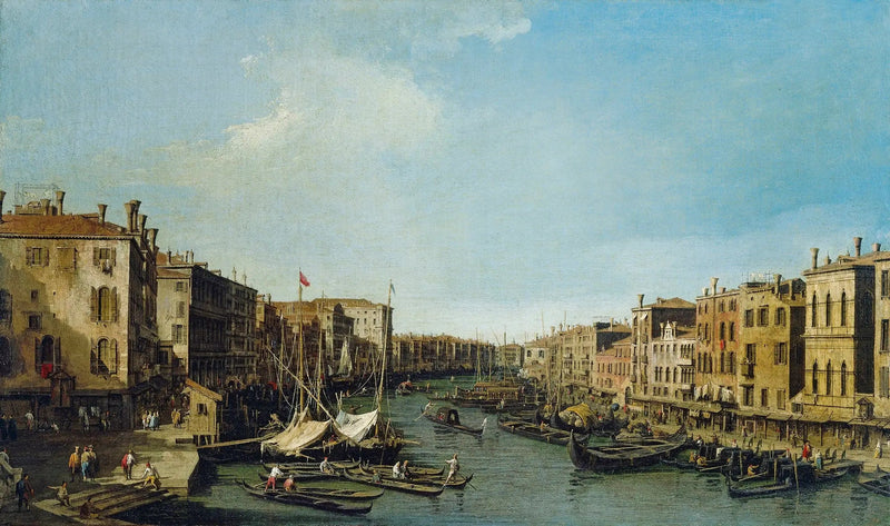 Venedig: Grand Canal från Rialto mot Foscari-palatset - Canaletto