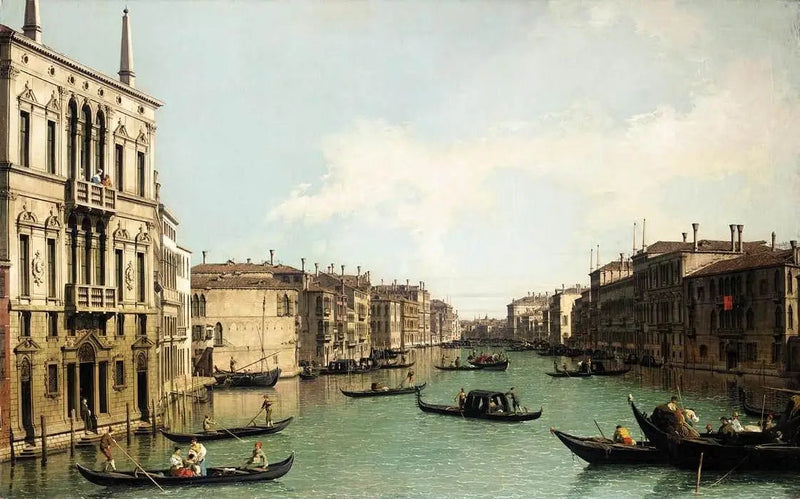 Venedig: Grand Canal, mot nordost från Palazzo Balbi mot Rialtobron - Canaletto