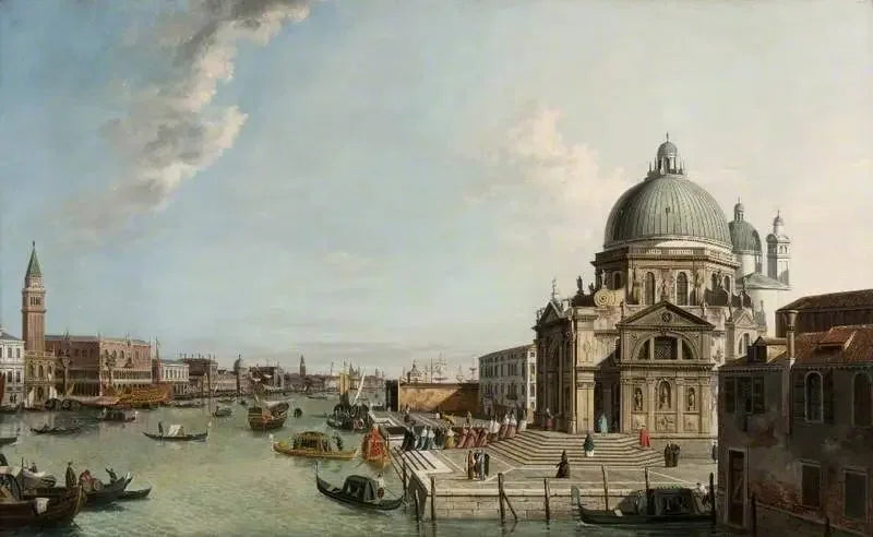Venedig: Grand Canal sett från öster, med kyrkan Santa Maria della Salute - Canaletto
