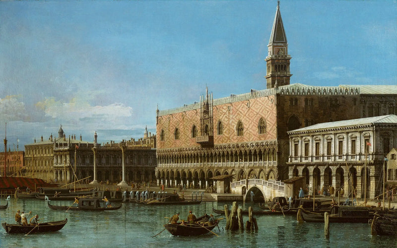 Venedig: Molen med fängelserna och Dogepalatset - Canaletto