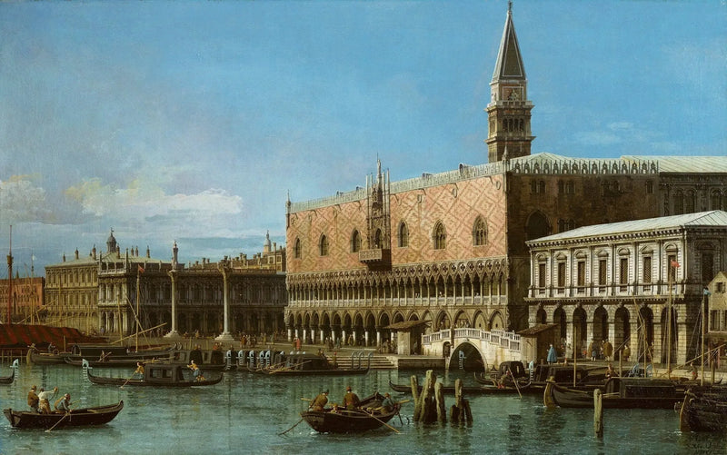 Venedig: Molen med fängelserna och Dogepalatset - Canaletto
