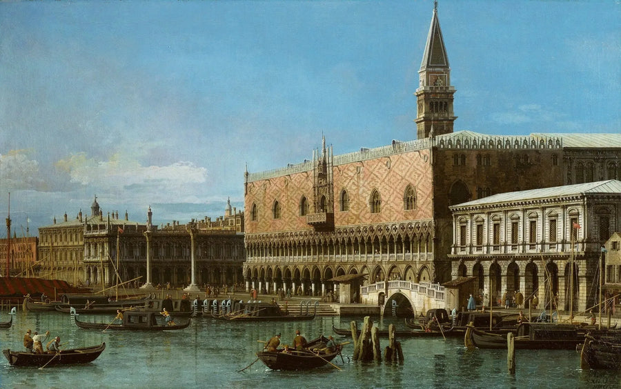 Venedig: Molen med fängelserna och Dogepalatset - Canaletto