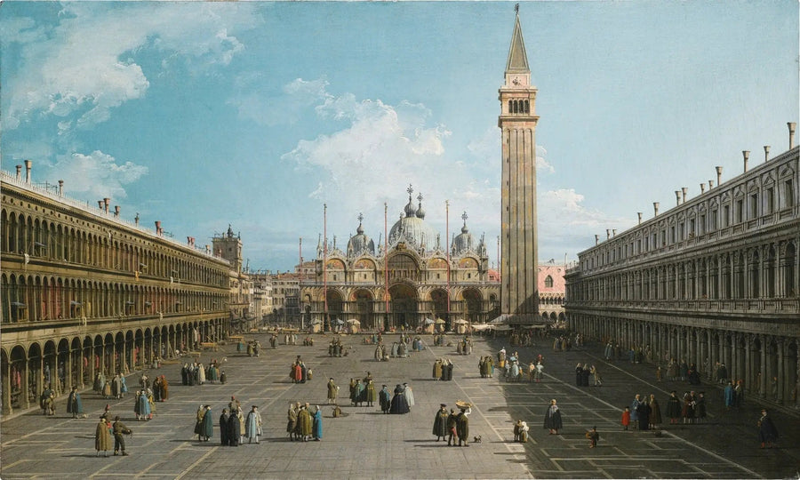 Venedig: en vy över Markusplatsen som tittar österut mot basilikan - Canaletto