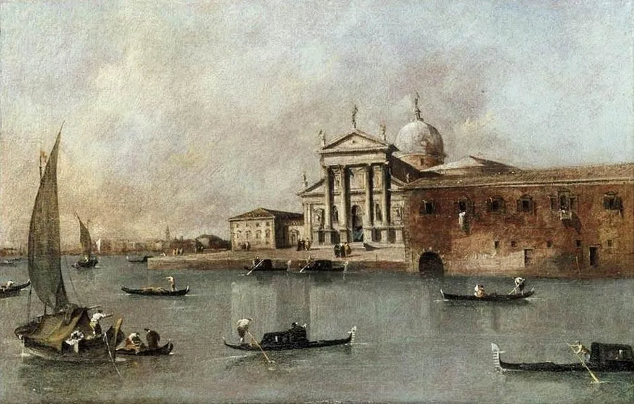 Venice: Utsikt över San Giorgio Maggiore-kyrkan från Giudecca - Francesco Guardi