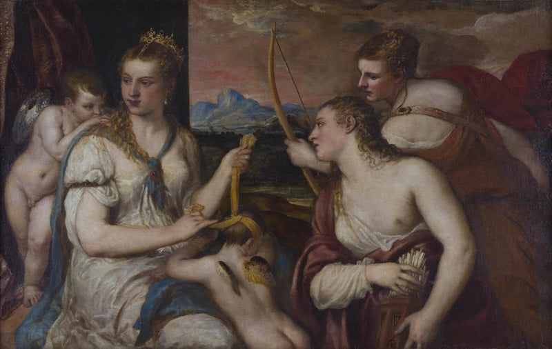 Venus som binder Cupidos ögon - Titian