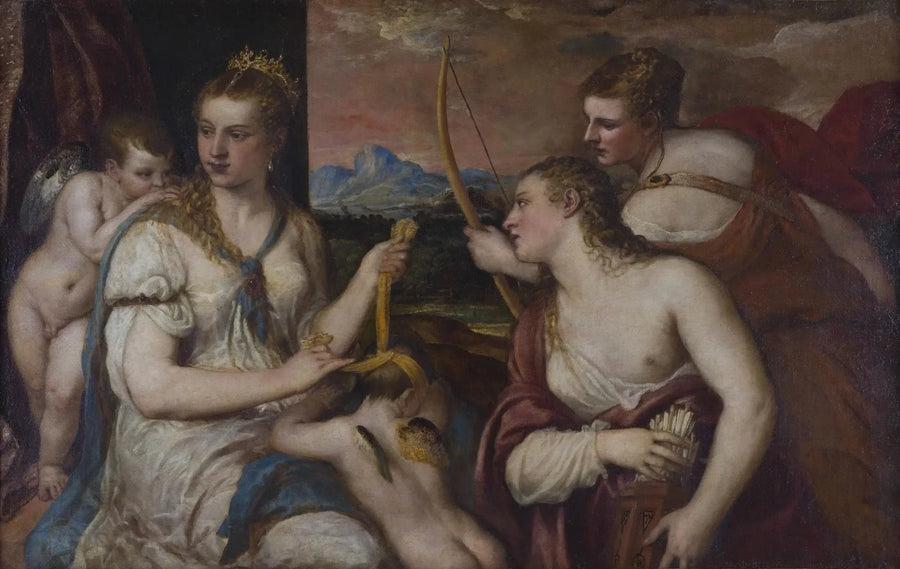 Venus som binder Cupidos ögon - Titian