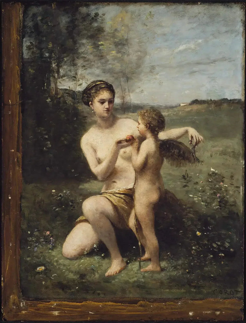 Venus som skär av Cupids vingar - Jean-Baptiste Camille Corot