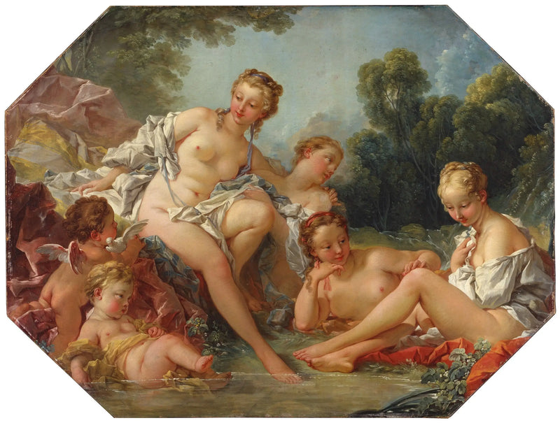 Venus i sitt bad omgiven av nymfer och amoriner - François Boucher