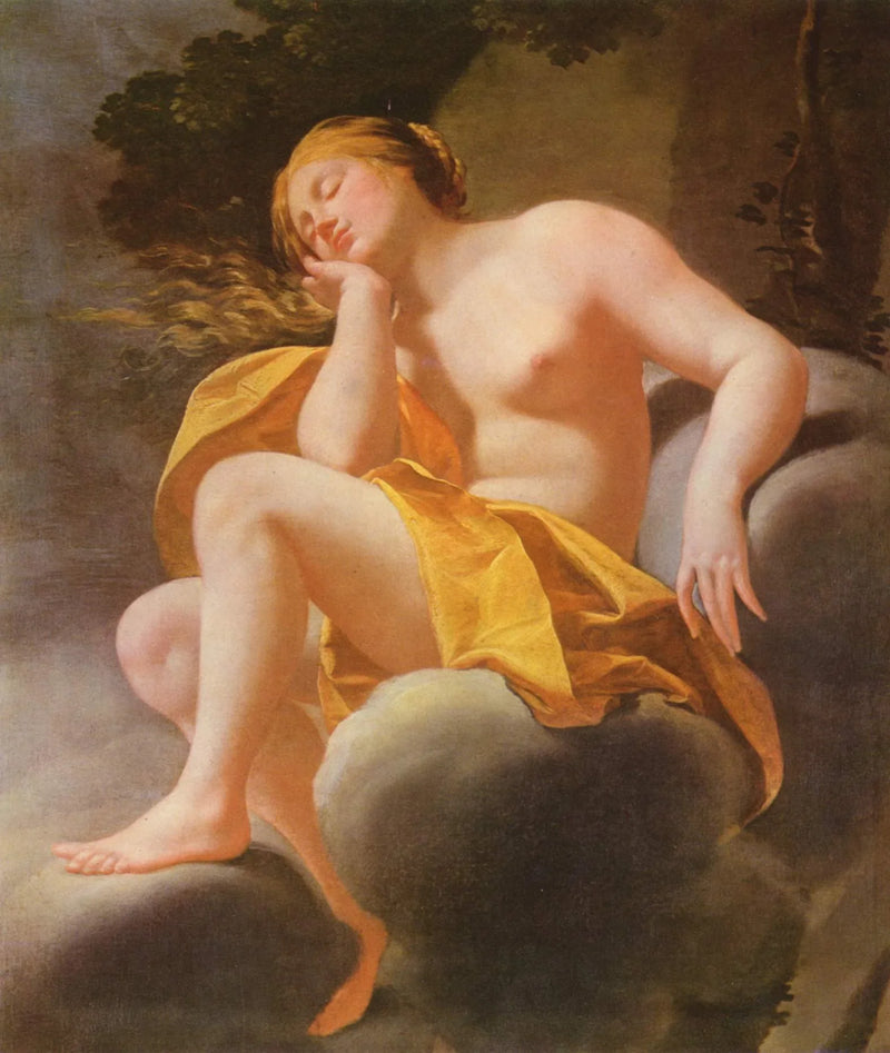 Vénus sovande på molnen - Simon Vouet