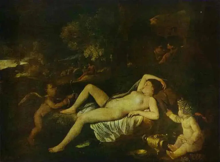 Vådnande Venus med Amor - Nicolas Poussin