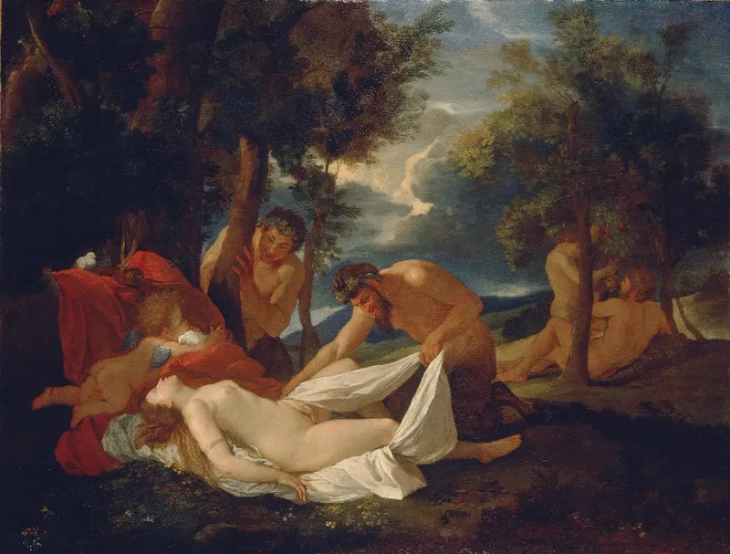 Vågnad Venus överraskad av satyrer - Nicolas Poussin