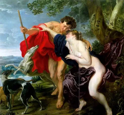 Venus försöker hindra Adonis från att gå på jakt - Antoine van Dyck