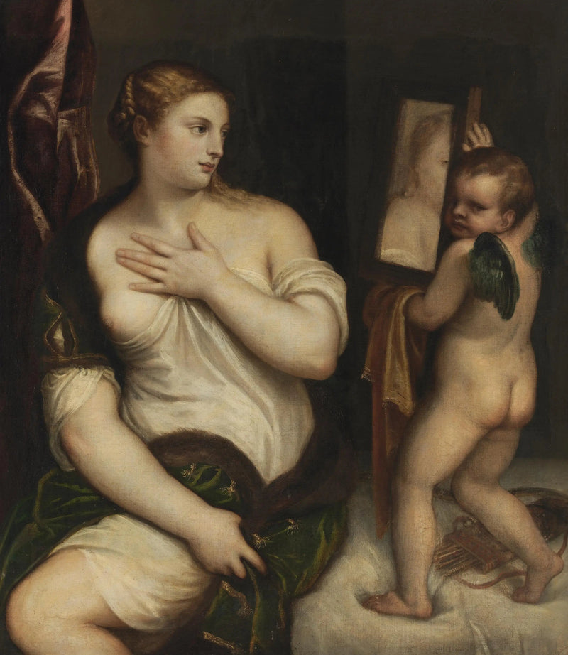 Venus och Cupido med en spegel - Titian