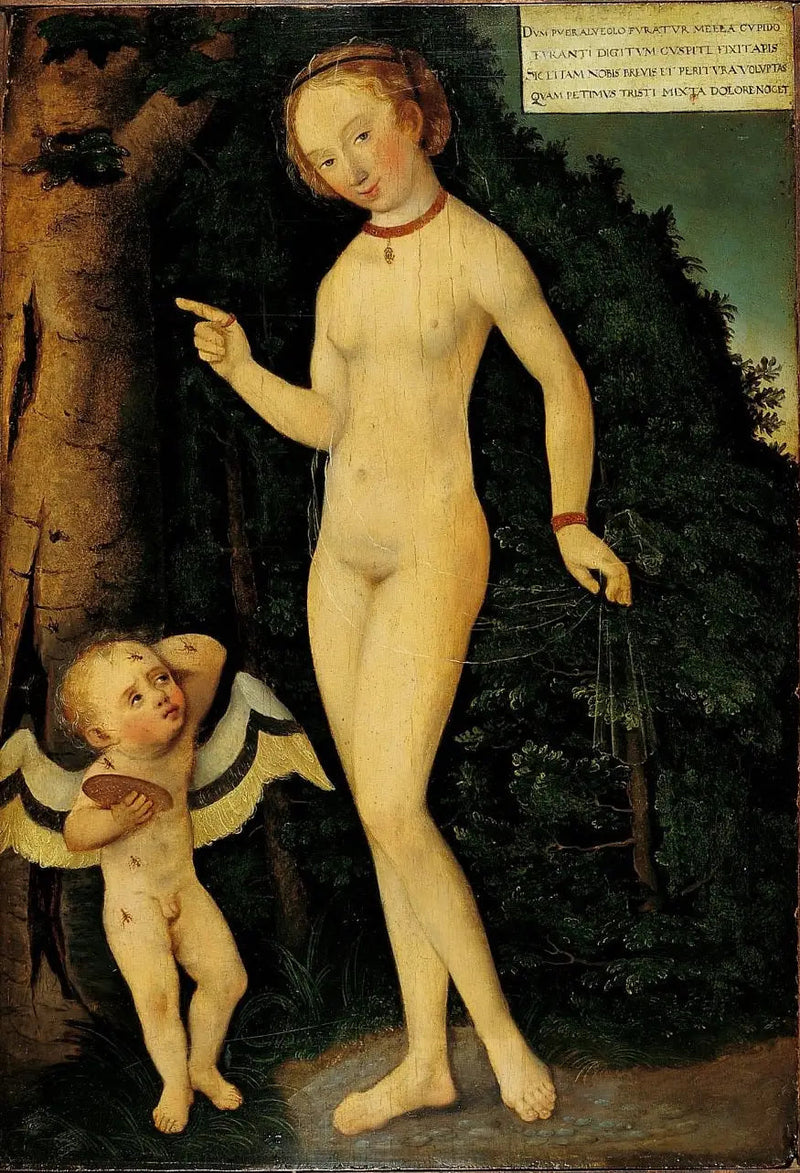 Venus och kärleksstölden av honung - Lucas Cranach den äldre