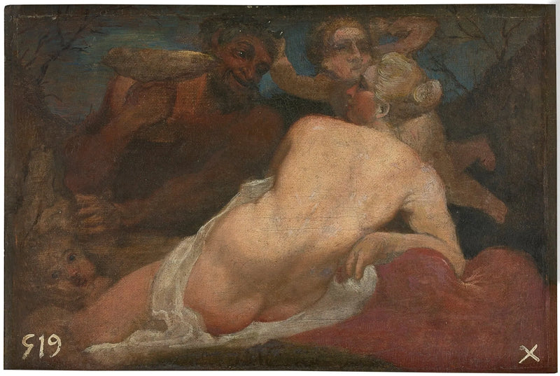 Vénus och en satyr - Annibale Carracci