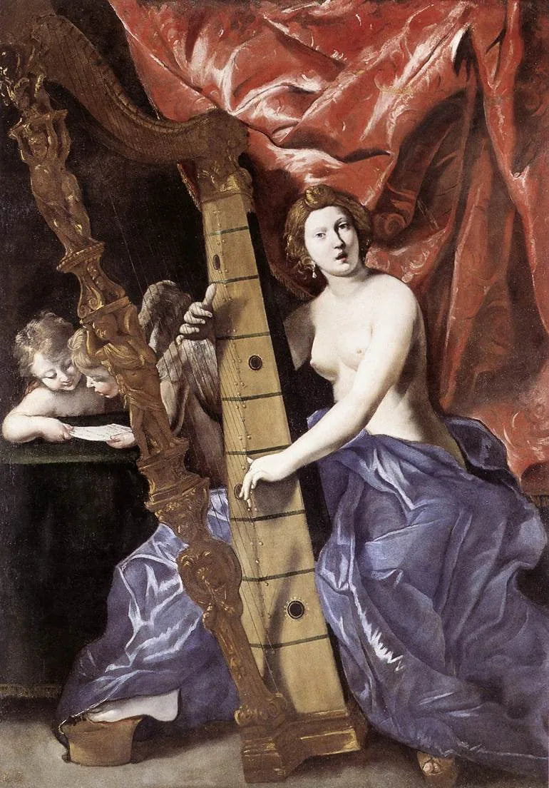 Vénus som spelar harpa - Giovanni Lanfranco