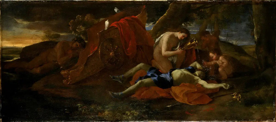 Vénus gråtande Adonis - Nicolas Poussin