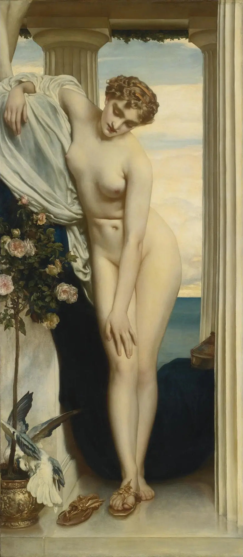 Venus som tar av sig för badet - Frederic Leighton