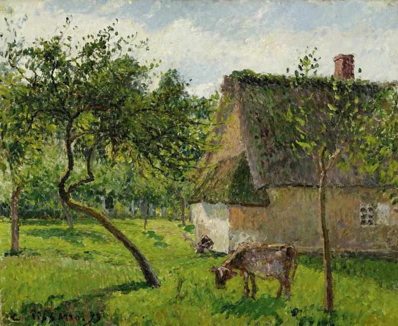 Varengeville-lund med ko (Ett inhägnat område i Varengeville) - Camille Pissarro