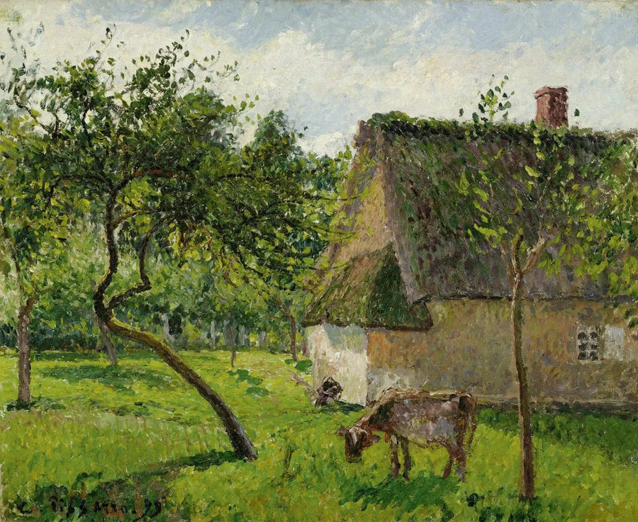 Varengeville-lund med ko (Ett inhägnat område i Varengeville) - Camille Pissarro