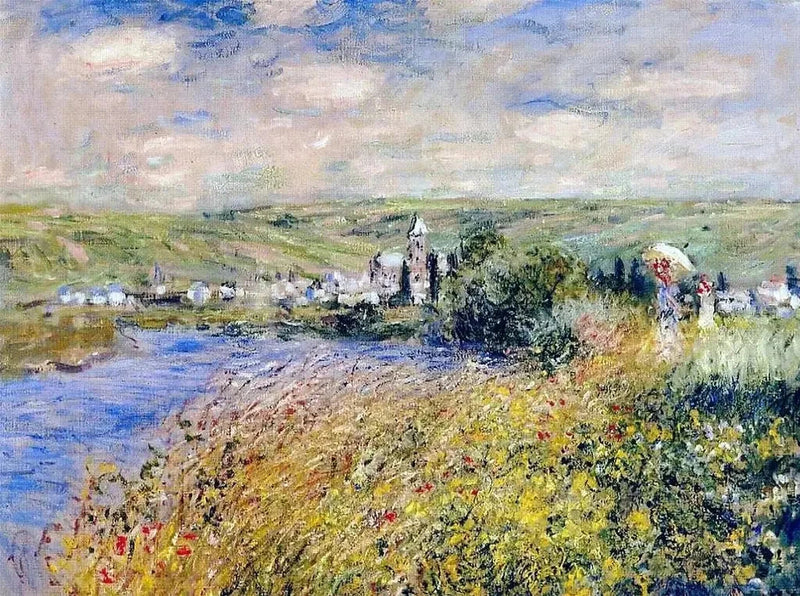 Vétheuil sett från Île Saint-Martin W596 - Claude Monet