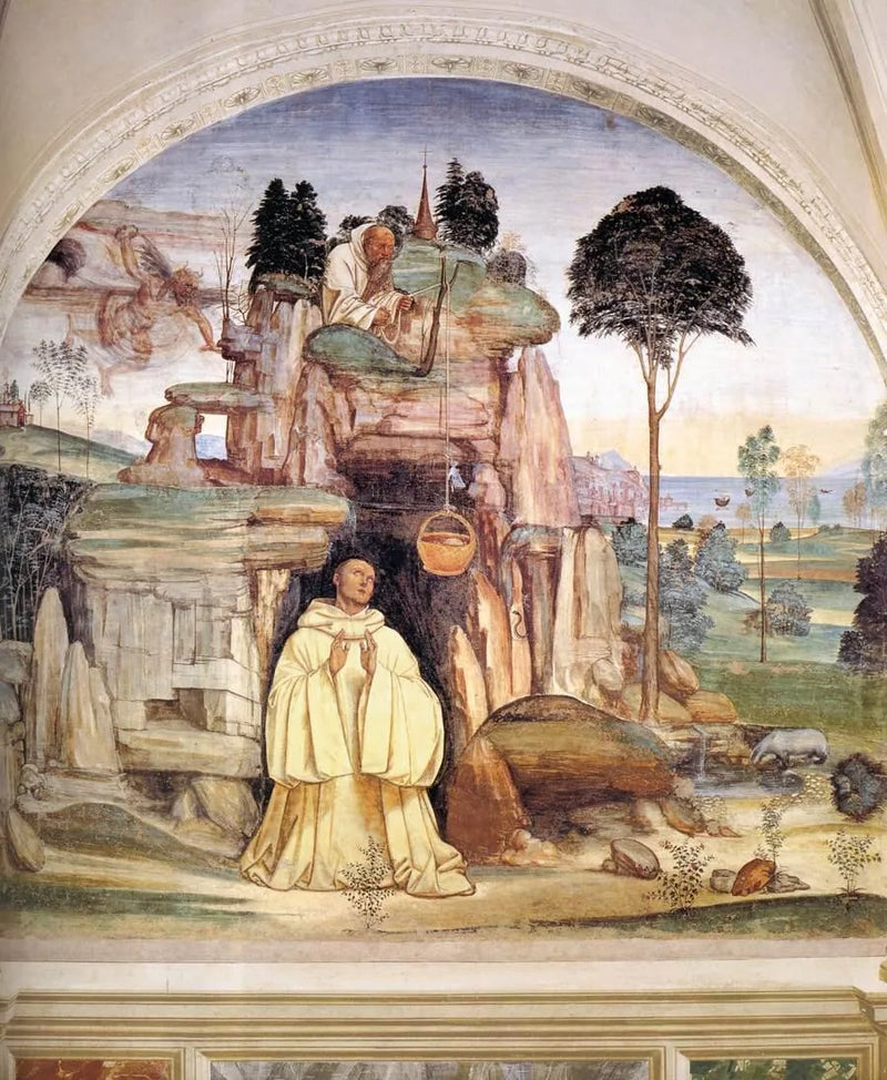 Helgonet Benoits liv, scen 5 Hur demonen bröt klockringen - Il Sodoma (Giovanni Antonio Bazzi)