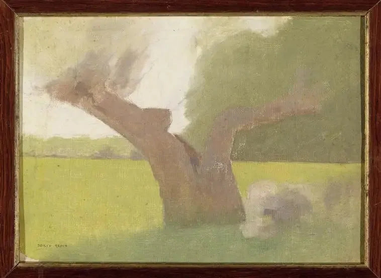 Gammal träd i en äng - Odilon Redon