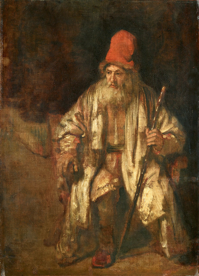 Byst av en gammal man med en röd hatt - Rembrandt