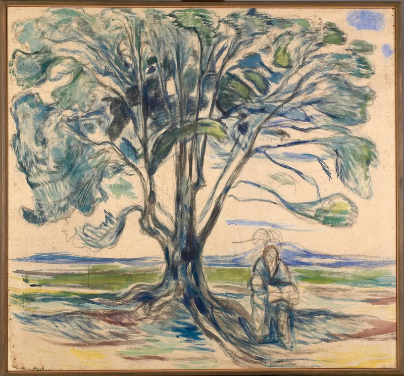 Gammal man som sitter under ett träd - Edvard Munch