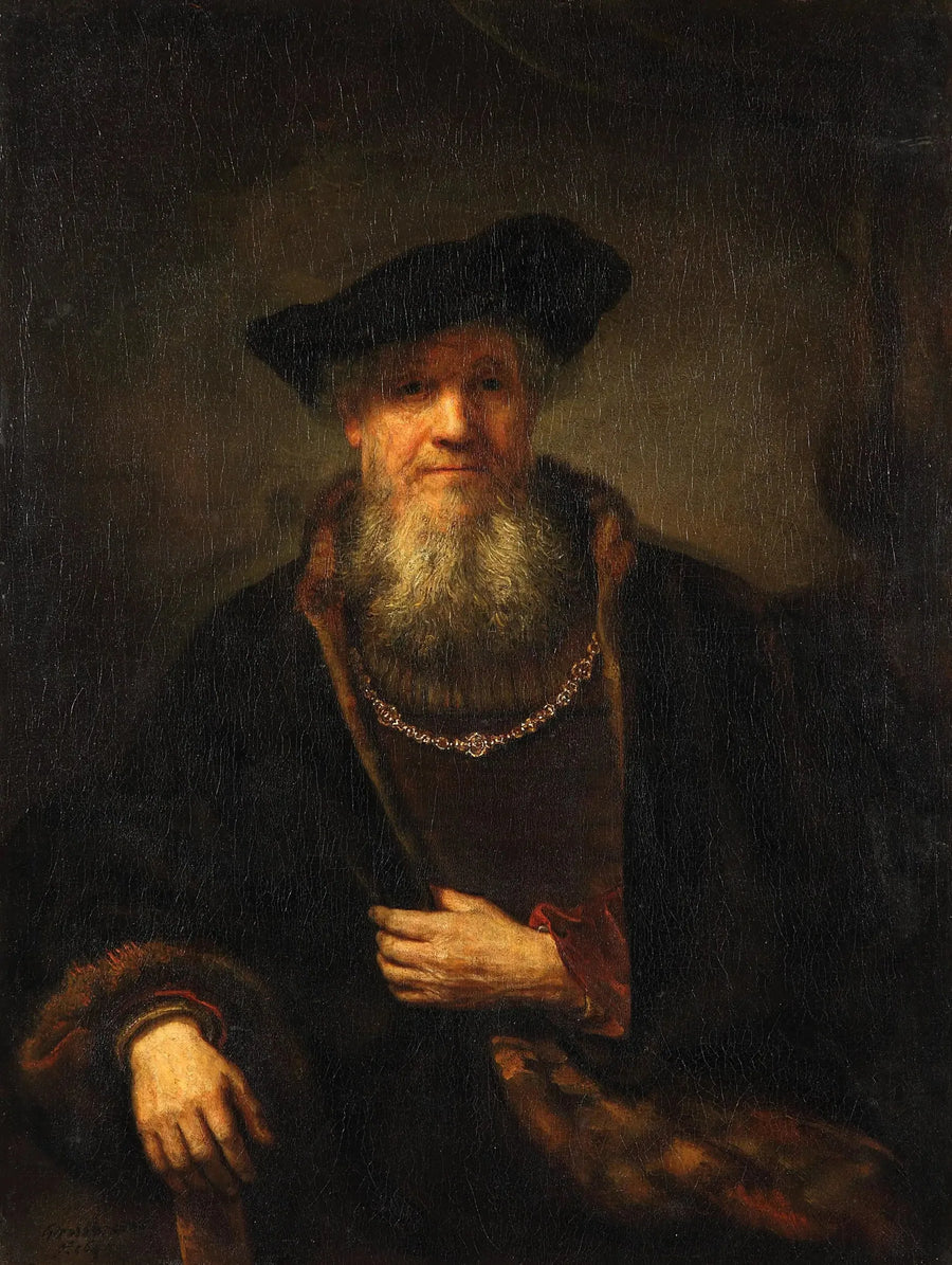 Gamla mannen med en pälsrock - Rembrandt
