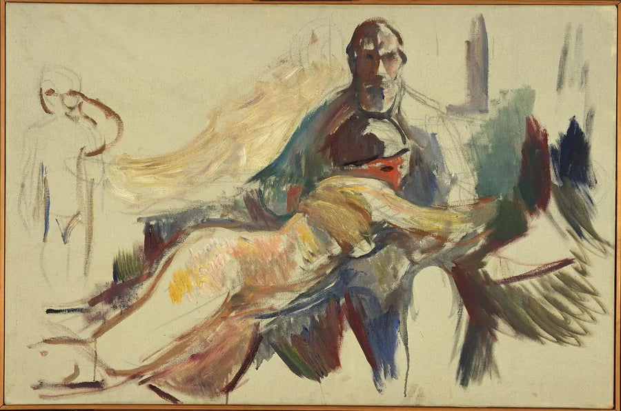 Gamla mannen med en naken kvinna i sina armar - Edvard Munch