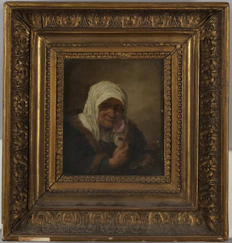 Gammal dam med rosen - David Teniers den yngre