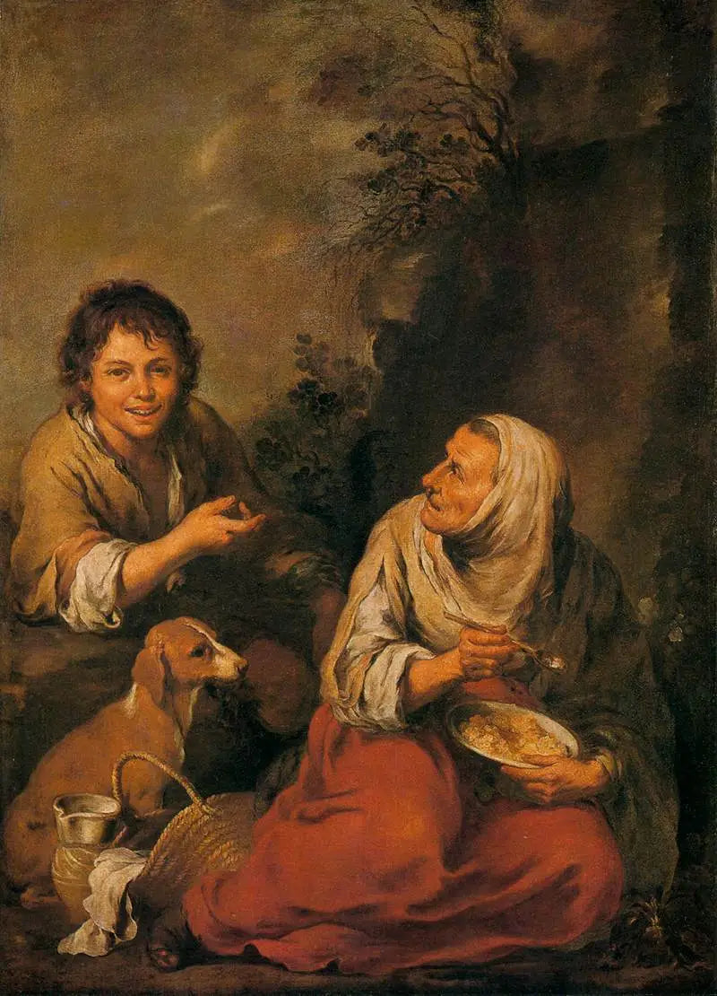 Gammal kvinna och pojke - Bartolomé Esteban Murillo