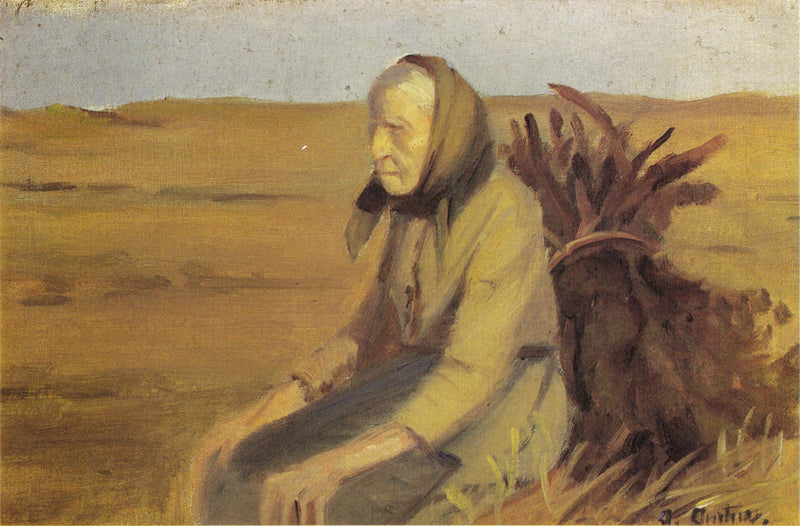 Gammal kvinna (Laurendse) med en bukett kvistar - Anna Ancher