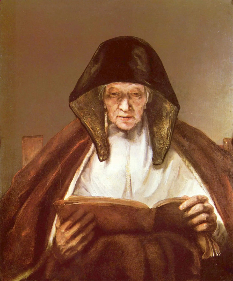 En gammal kvinna som läser - Rembrandt