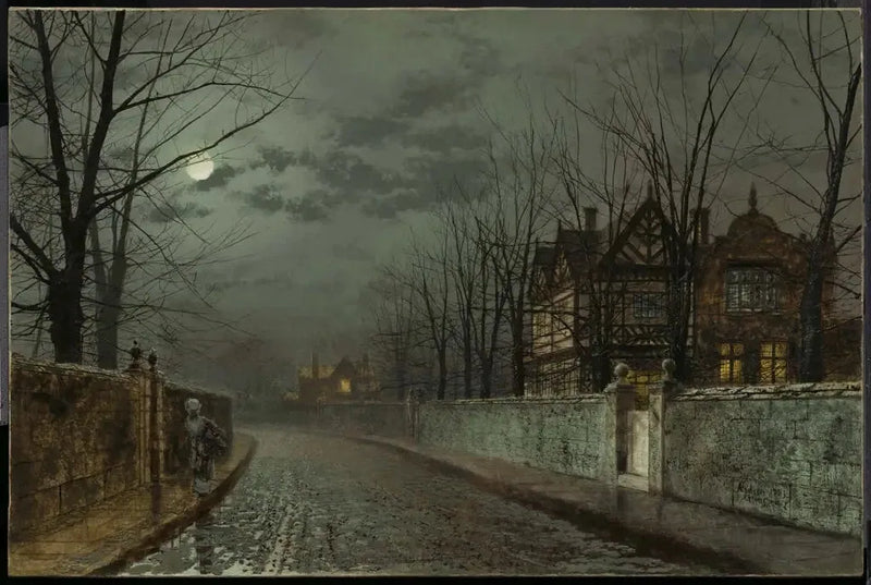 Gammalt engelskt hus i månsken - John Atkinson Grimshaw