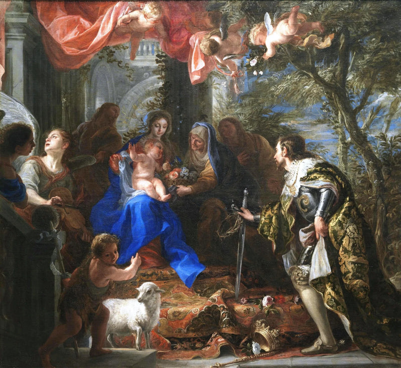 Madonna med barnet dyrkad av Saint Louis, Frankrikes kung - Claudio Coello