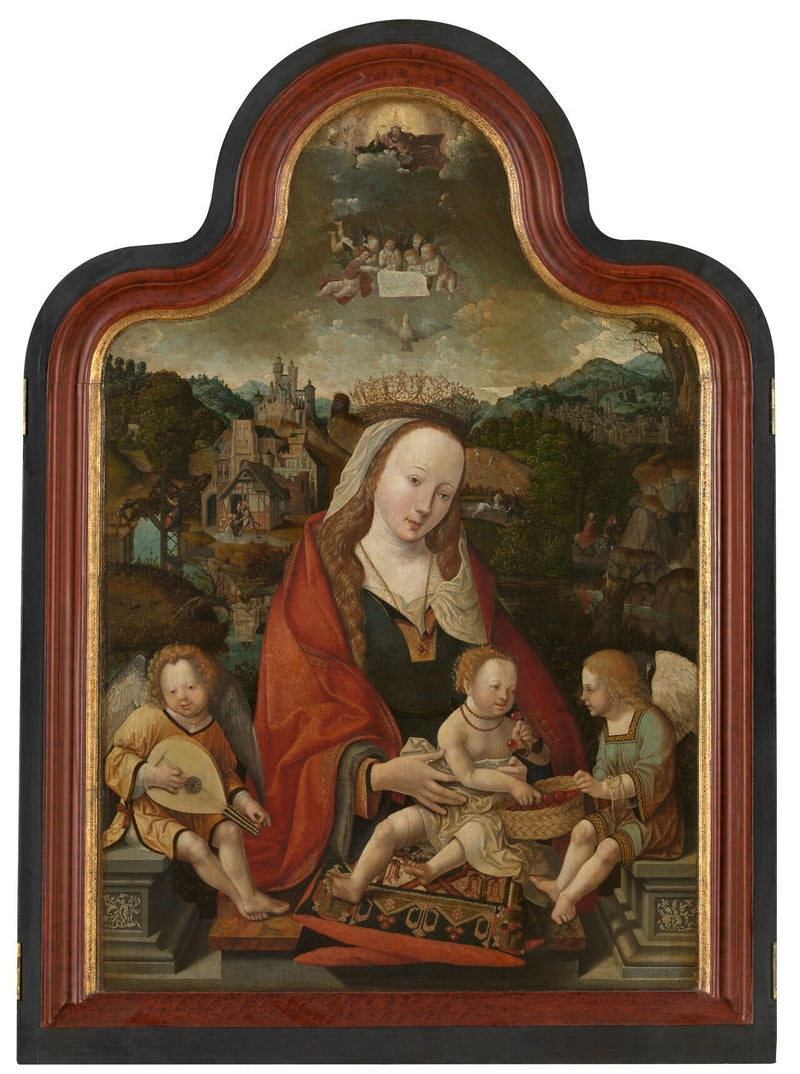 Jungfru med barnet med änglar - Jacob Cornelisz van Oostsanen