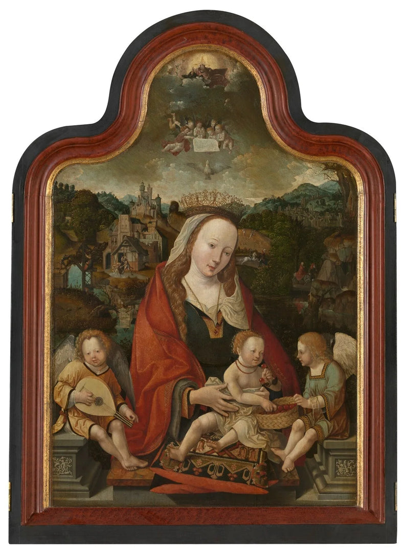 Jungfru med barnet med änglar - Jacob Cornelisz van Oostsanen