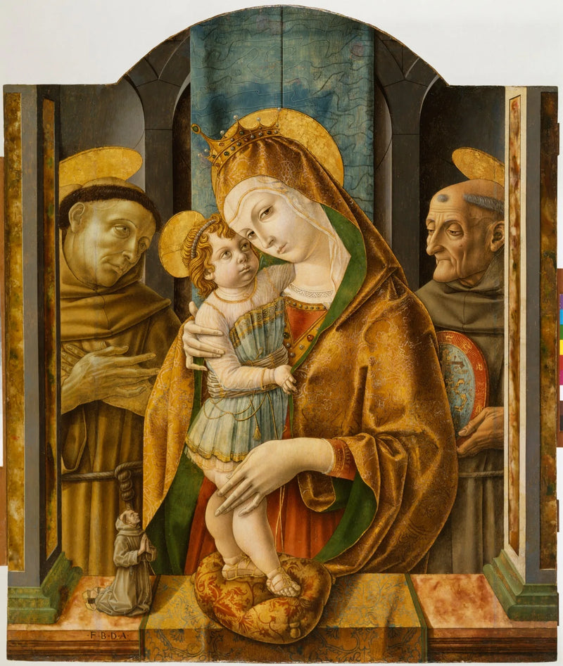 Jungfru med barnet med helgon och en donator - Carlo Crivelli