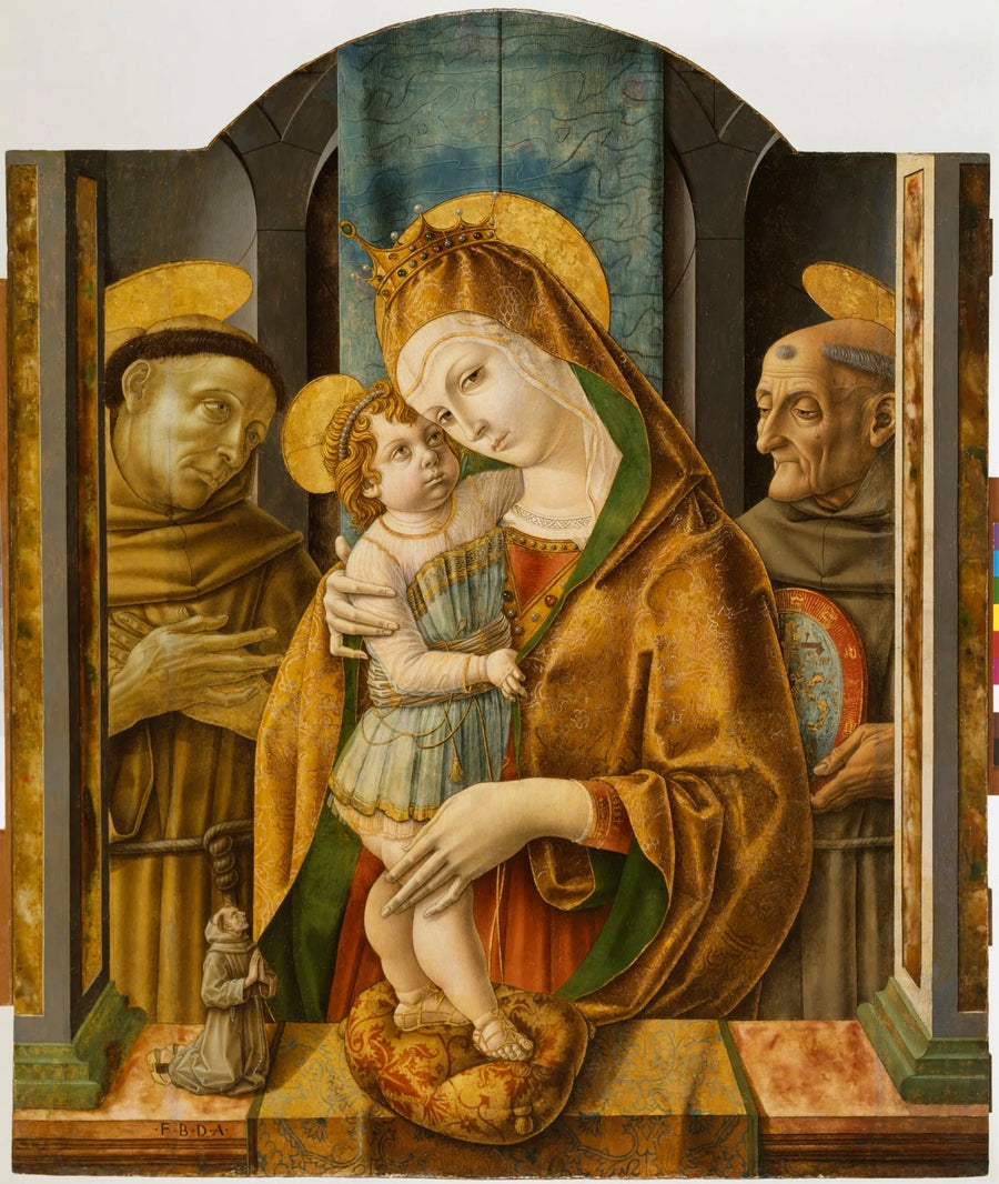 Jungfru med barnet med helgon och en donator - Carlo Crivelli