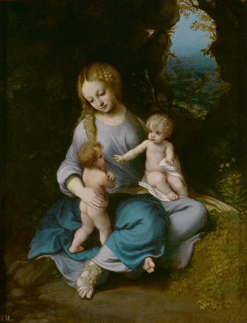 Jungfru med barnet med Johannes Döparen - Antonio da Correggio