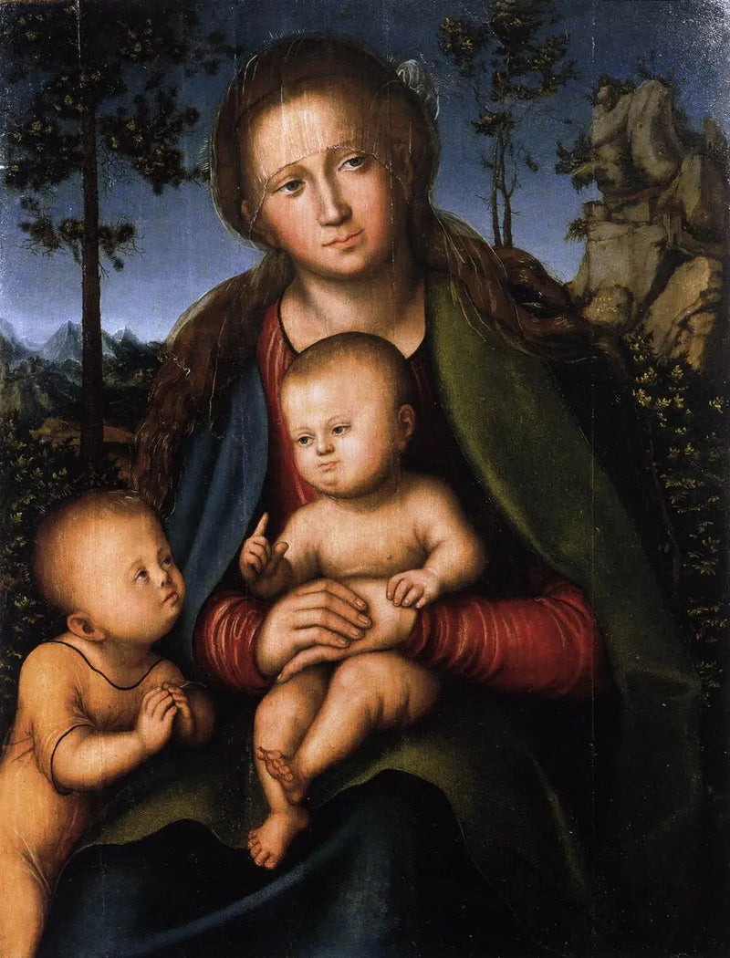 Madonna med barnet och den unge Johannes Döparen - Lucas Cranach den äldre